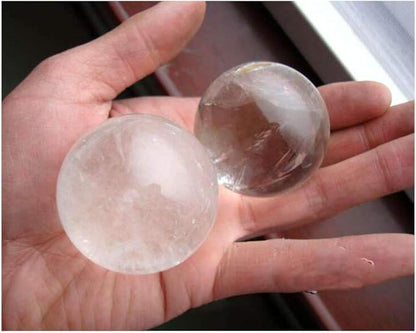 StoneStory Natural Clear Quartz Healing Crystal Sphere Ball for Reiki Balancing Meditation Energy Home and Office Decoration (6.8-7.3cm, White Crystal)