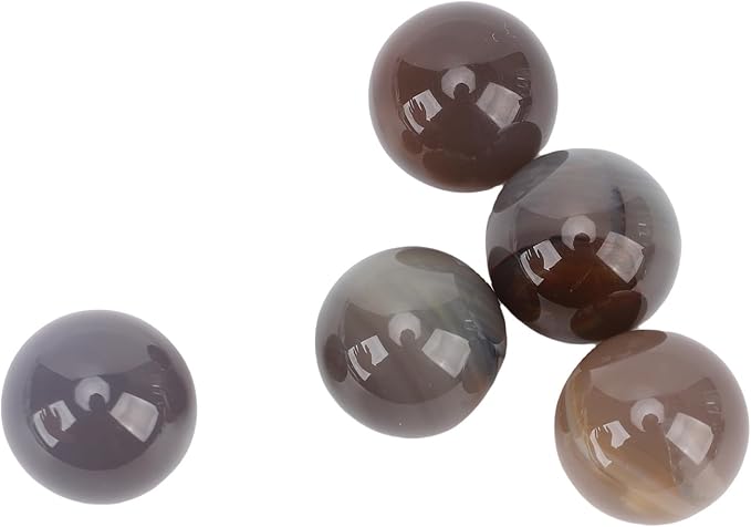 Gray Agate Balls, Polished Mineral Stone Spheres for Home Decor, 5PCS Natural Agate Stone Balls for Aquarium Vase Filler Unique Gift