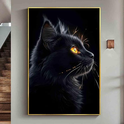 Black Cat Wall Art Dark Cat Painting Gothic Animal Prints Cute Animals Wall Art Animal Portrait Canvas Modern Animals Picture Vintage Dark Academia Living Room Decor 16x24inch No Frame