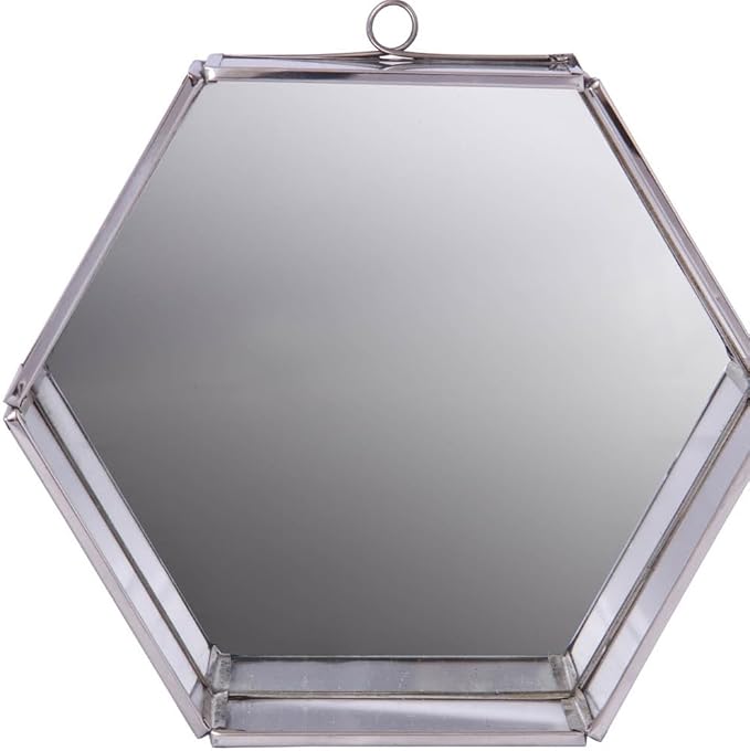 HomeRoots 8" Silver Hexagon Steel Framed Accent Mirror