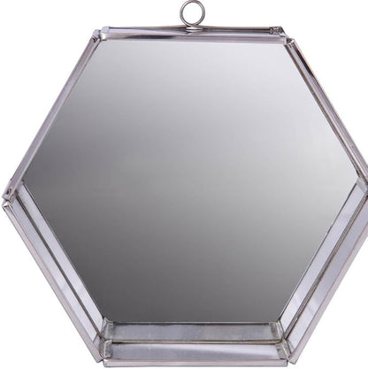 HomeRoots 8" Silver Hexagon Steel Framed Accent Mirror