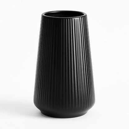 Black Ceramic Vase – Frosted Elegant Flower Vase for Pampas Grass, Dried or Fresh Flowers, Modern Minimalist Farmhouse Home Decor for Living Room, Dining Table, Wedding Centerpiece