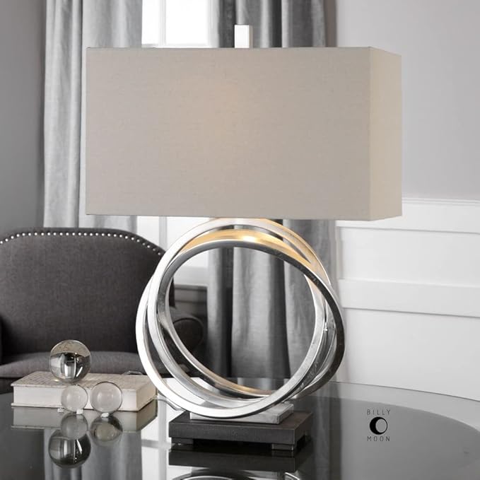 Uttermost Soroca Silver Leaf Metallic Rings Modern Table Lamp