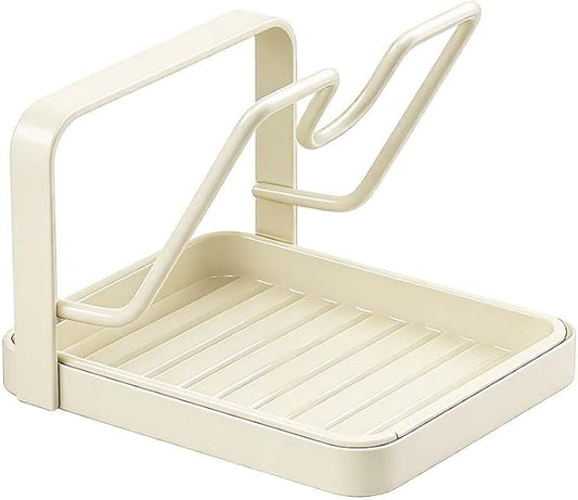 Kitchen Pot Lid Storage Rack – Thickened Steel Construction, Multifunctional Pan Lid Holder Organizer & Pot Lid Rack, Space-Saving Countertop Organizer (White 1 Layer)
