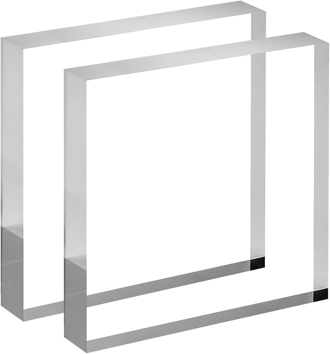 CiaoHER 1in Thickness 6in Square Acrylic Cube Display Block Clear Polished Pedestal Stand Riser Solid Base 6" x 6" x 1", 2 Pack
