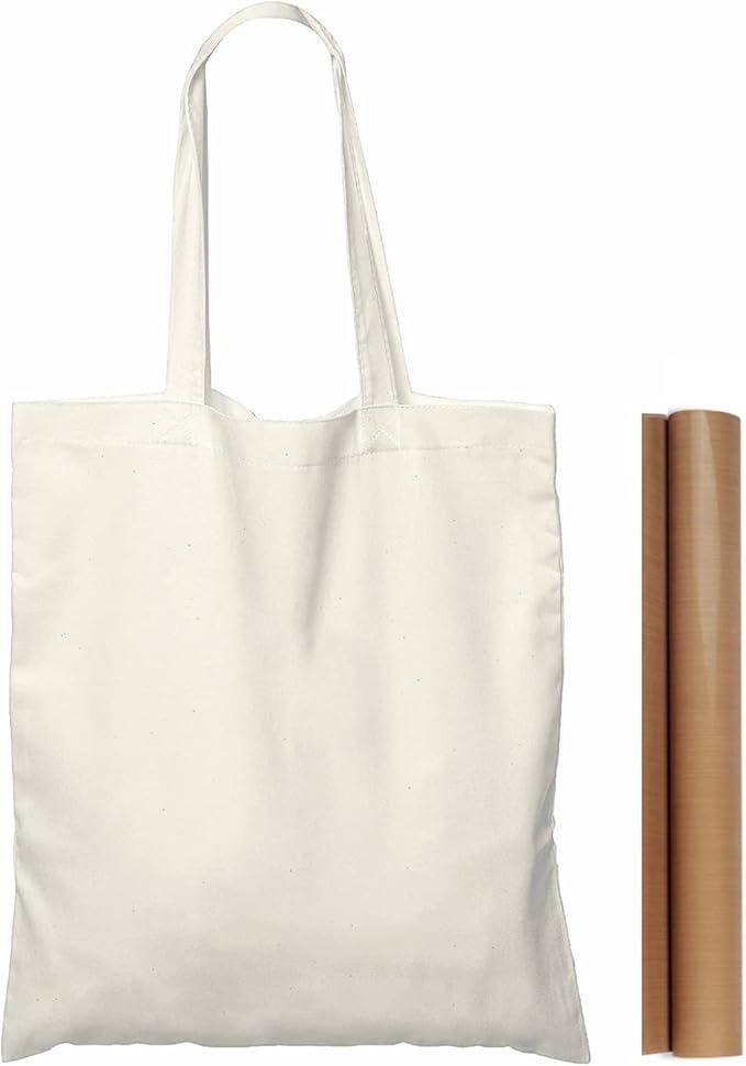NPBAG 100 Pack 15'' X 16'' Natural Cotton Tote Bags, Lightweight Blank Bulk Cloth bags with 1pc of PTFE Teflon Sheet