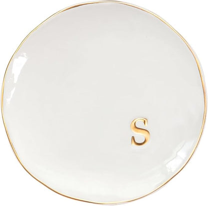 COLLECTIVE HOME - Ceramic Jewelry Tray, Decorative Trinket Dish for Rings Earrings Necklaces Bracelet Watch Keys, Birthday Mother's Day Christmas Gift for Women, 4.75", Glossy (s)
