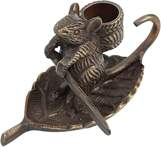 Intrepid Mouse Candleholder Elegant Antique Bronze Finish Classic Decorative Accent for Tabletop or Shelf, 4” L x 4” W x 5 ”H