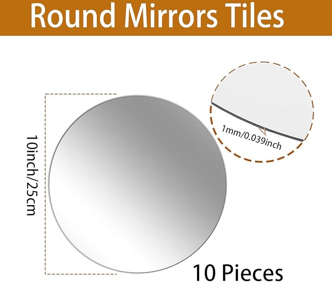 10" 10PCS Round Mirrors for Centerpieces, Circle Mirror Centerpieces for Tables, Mirror Tiles for Wall Table Wedding Centerpiece Mirrors Plates for Candle Birthday Decorations DIY Craft
