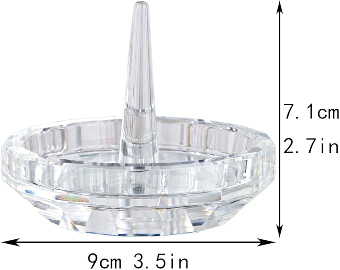 H&D HYALINE & DORA H&D Well-Crafted Crystal Glass Wedding Ring Holder Clear-round 2