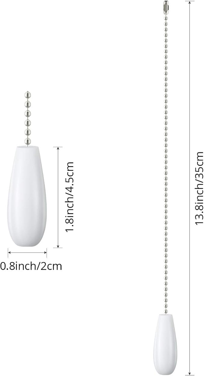 8 Pieces Ceiling Fan Pull Chains Extender Wooden Pendant Pull Chain Extension for Ceiling Light Lamp Fan(White)