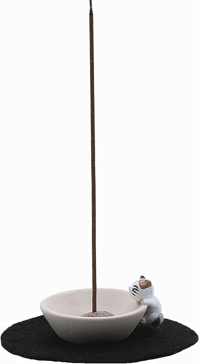 Newwe Incense Holder Resin Incense Stick Burner Small Cat Incense Sticks Holder ,Mini Cute Animal Statue Home Insencents Burner