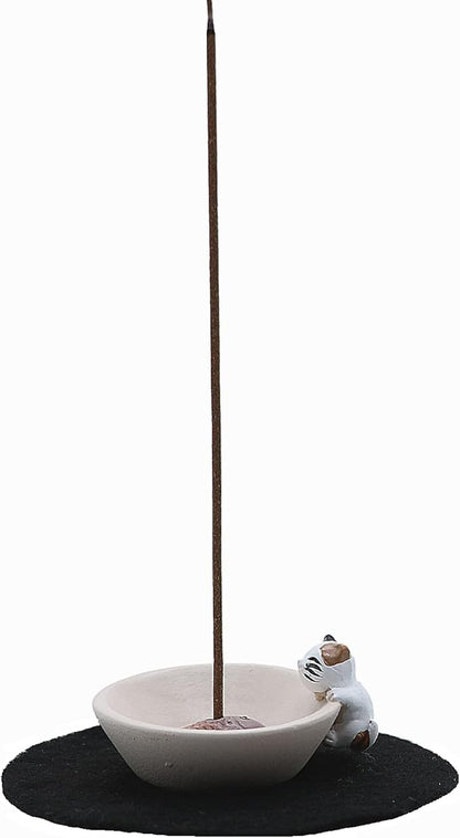Newwe Incense Holder Resin Incense Stick Burner Small Cat Incense Sticks Holder ,Mini Cute Animal Statue Home Insencents Burner