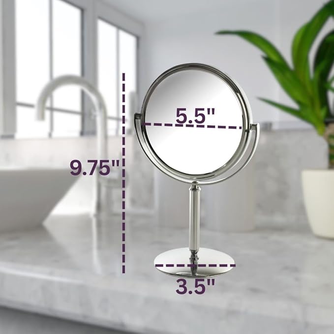 Small 5X Magnifying Mirror - 5.5" Makeup Mirror in Chrome Finish - Model MC105C