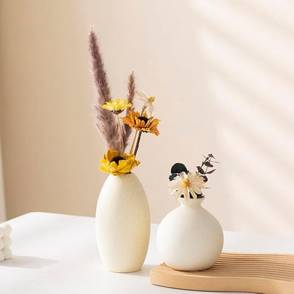 Ceramic Vase Set of 3, Rustic Farmhouse Flower Vase, Modern Farmhouse for Home Decor, Table, Living Room Decoration, Shelf Decor, Mantel