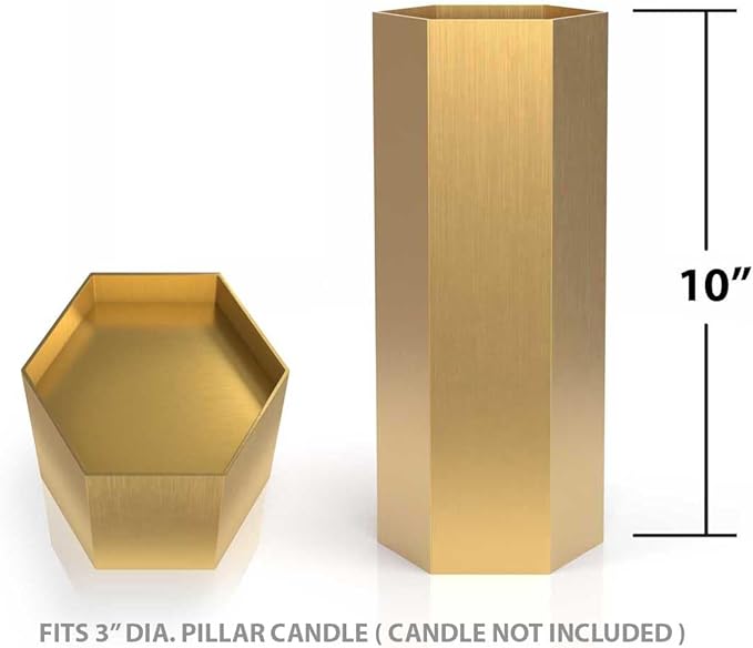 Pilgrim Home and Hearth Luxury Brass Hexagon Candle Holder 10 inch Tall