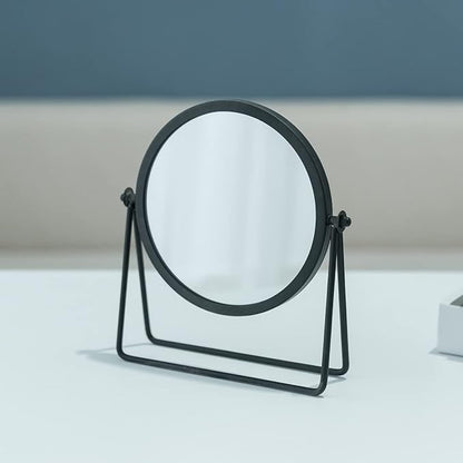 LONGSHENG - SINCE 2001 - Vintage Metal Cosmetic Mirror - Round Beauty Mirror - 6.49 inch for Dresser Vanity Table Desk - Black