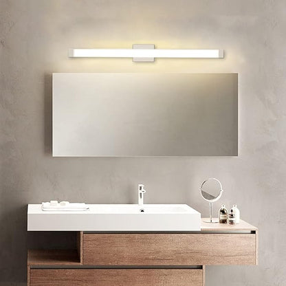 Bathroom Vanity Light Brushed Nickel Square LED 24 inch 14W 4000K Natural White Light Wall Bar Lighting Fixtures Over Mirror (Brushed Nickel, 33.5in Dimmable)