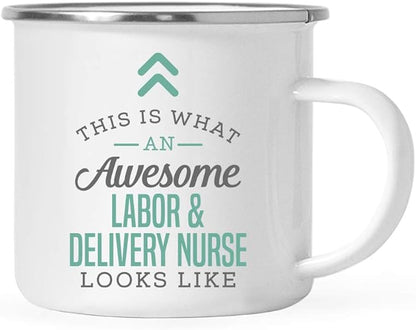 Andaz Press 11oz. Stainless Steel Campfire Coffee Mug Gift, This is What an Awesome Labor & Delivery Nurse Looks Like, 1-Pack, Birthday Gift Ideas Coworker Him Her, Includes Gift Box