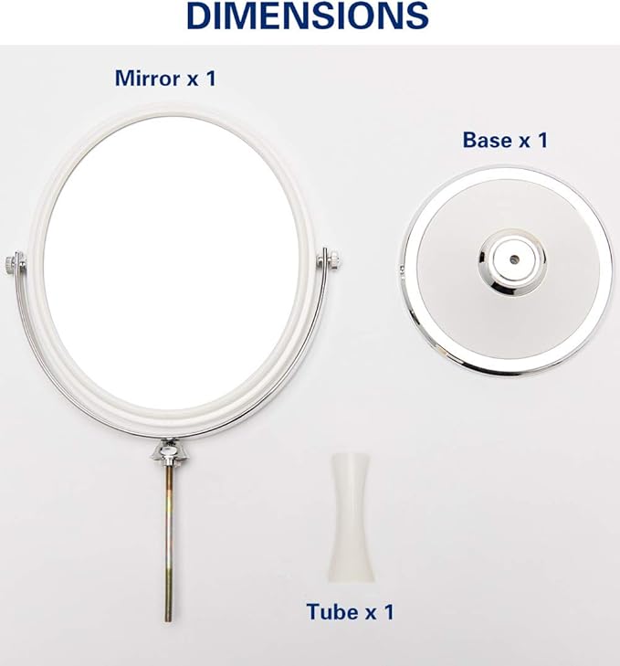YEAKE Vintage Table Mirror with Stand 8-inch Double Sided Swivel 1X/3X Magnification Desk Mirror with Silver Style 13 Inch Height Standing Tabletop Makeup Vanity Mirror(Oval)
