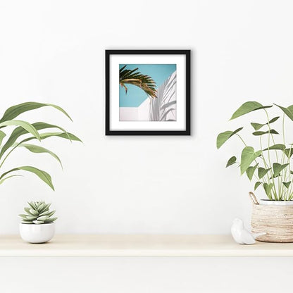 Americanflat 8x8 Picture Frame with Shatter-Resistant Glass - Use as 6x6 Frame with Mat or Display 8x8 Photo Without Mat - Streamline Collection - Square Frames for Tabletop or Wall - Black