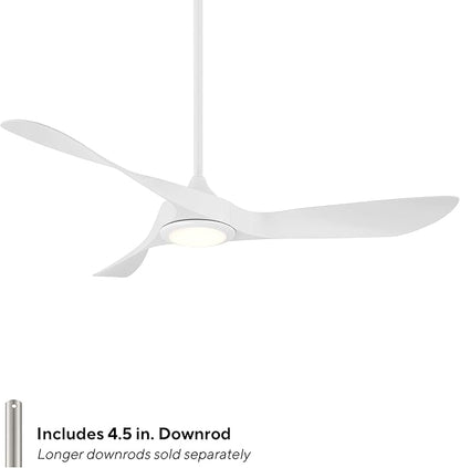 WAC Smart Fans Swirl Indoor and Outdoor 3-Blade Smart Home Ceiling Fan 54in Matte White Adjustable CCT 2700-3000-4000-5000K LED Light Kit and Remote Control works with Alexa and iOS or Android App