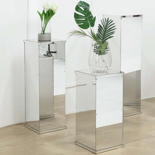 Efavormart 40" Silver Mirror Finish Wedding Decor Ideas - Clear Display Box with Interchangeable Lid and Base - Perfect for Centerpiece Display in Weddings, Baby Showers, Parties