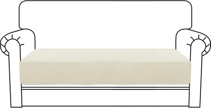 MAXIJIN Velvet Stretch Couch Cushion Covers Soft Loveseat Cushion Cover Replacement Sofa Seat Cushion Slipcovers RV Protector with Elastic Bottom (1 Piece Loveseat Cushion Cover, Beige)