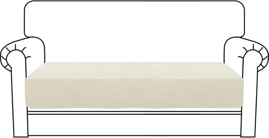 MAXIJIN Velvet Stretch Couch Cushion Covers Soft Loveseat Cushion Cover Replacement Sofa Seat Cushion Slipcovers RV Protector with Elastic Bottom (1 Piece Loveseat Cushion Cover, Beige)