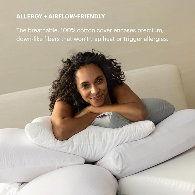 Purple Cloud Pillow - Standard Size, Hypoallergenic Gel Fiber Fill for Plush, Cloud-Like Comfort - Molds to Support Head & Neck, Won’t Clump or Flatten