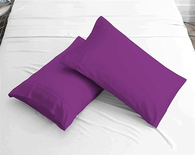 Upgrade Your Bedding Experience with The Made of 100% Cotton Pillow Cases 2 Pack Standard Pillowcases 20" x 26" Size fits Standard Pillows. Envelope Closure Purple