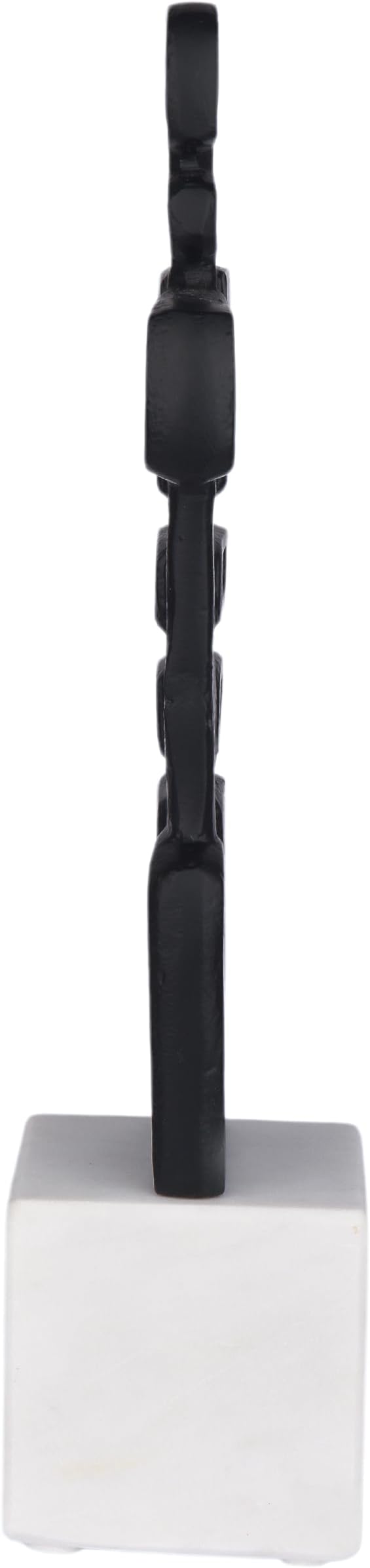 Cruiser’s Caché Abstract Geometric Sculpture, Artisan-Made Cast Aluminum with Black Anthracite Finish, Natural Marble Base, 13"