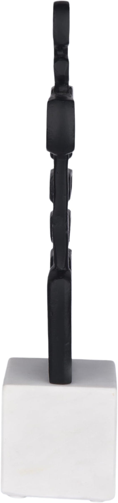 Cruiser’s Caché Abstract Geometric Sculpture, Artisan-Made Cast Aluminum with Black Anthracite Finish, Natural Marble Base, 13"