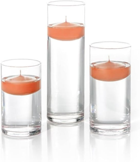 yummi Set of 18 Floating Candles and Cylinder Vases - Sienna