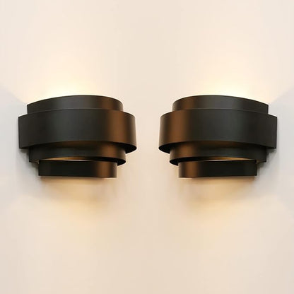 LightInTheBox Modern Wall Light, Black Indoor Wall Light Metal Wall Sconce for Home Theater, Staircase, Basement, Bedroom (2PCS)