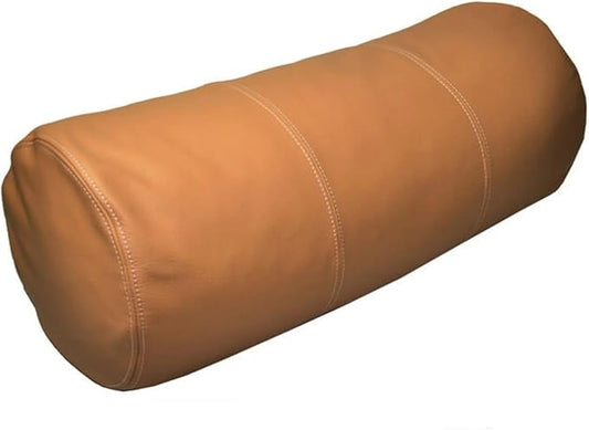 Genuine Leather Bolster Cylinder Pillow Cover Case for Lumbar Throw Couch Pillows - Modern Farmhouse Decorative Sofa Thick & Soft Cushion Covers (Yellow, 6" x 18")
