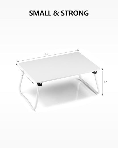 Portable Lap Desk Bed Desk Lap Table Bed Table, Laptop Stand Breakfast Serving Tray, Foldable & Lightweight Mini Table, Lap Tablet Desk for Sofa Couch Floor - White