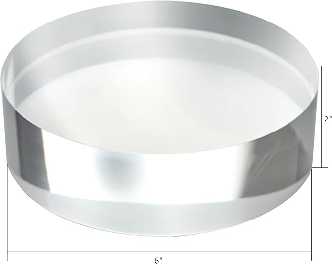 CiaoHER 2in Thickness 6in Diameter Acrylic Disc Display Block Clear Polished Round Pedestal Stand Riser 6" x 2", 1 Pack