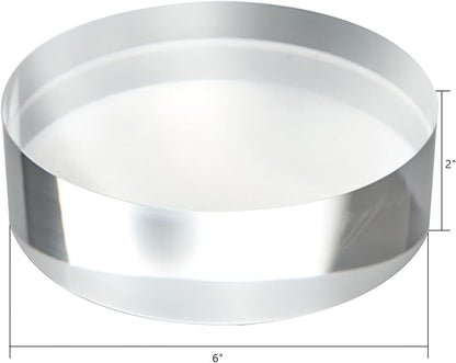 CiaoHER 2in Thickness 6in Diameter Acrylic Disc Display Block Clear Polished Round Pedestal Stand Riser 6" x 2", 1 Pack