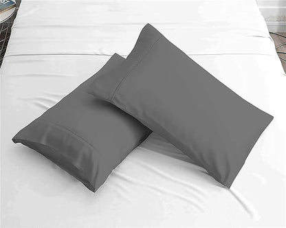 Upgrade Your Bedding Experience with The Made of 100% Cotton Pillow Cases 2 Pack Queen Pillowcases 20" x 30" Size fits Queen Pillows. Envelope Closure Dark Grey