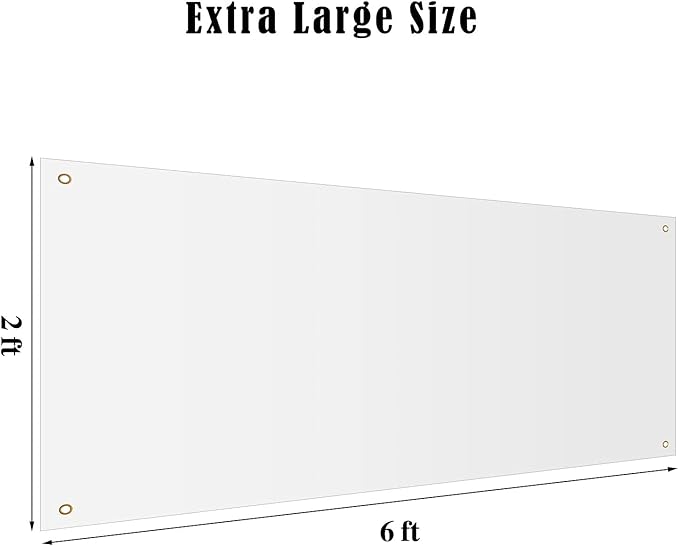 2 Pieces Large Banners Signs Polyester Oxford Cloth Sublimation Banner with Rope for Indoor Wall Outdoor Easy Hang Sign DIY Banner Sign for Business Office Supply (White,2 x 6 Feet)