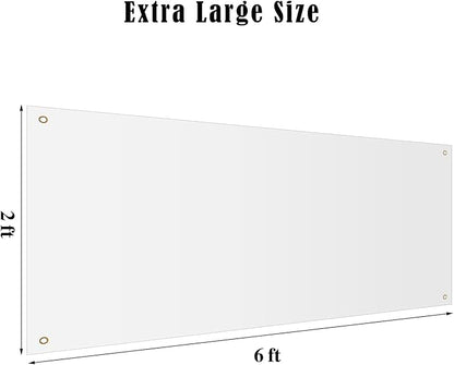 2 Pieces Large Banners Signs Polyester Oxford Cloth Sublimation Banner with Rope for Indoor Wall Outdoor Easy Hang Sign DIY Banner Sign for Business Office Supply (White,2 x 6 Feet)