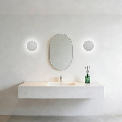 Modern Minimalist Wall Light White Round Disc Wall Sconce Metal Circular Stairwell Lighting LED Sconce for Living Room Bedroom 6000K White Light