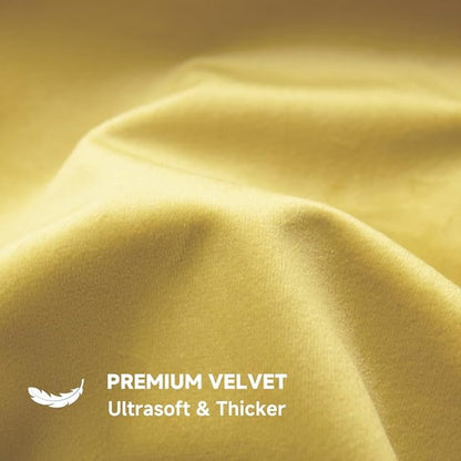 QUORGVES Yellow Velvet Pillow Covers 22x22 Inch Set of 2, Soft Solid Decorative Square Throw Pillow Covers, Decor Cushion Covers for Bed Sofa Couch Bedroom Living Room - Spring Summer Light Lemon