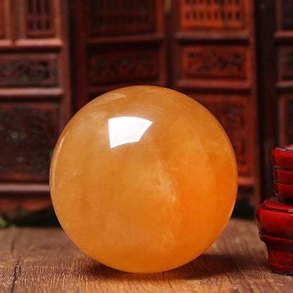 4 inch Natural Citrine Crystal Sphere Ball Feng Shui Ornament+Stand and One Free Bracelet (2.5inch|(65mm))