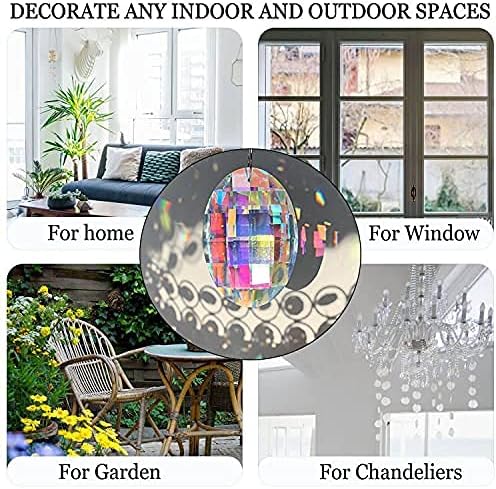 Colorful Oval Drop Hanging Crystals Chandelier Prisms Feng Shui Ornament Window Suncatchers 76mm