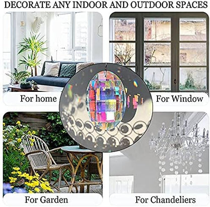 Colorful Oval Drop Hanging Crystals Chandelier Prisms Feng Shui Ornament Window Suncatchers 76mm