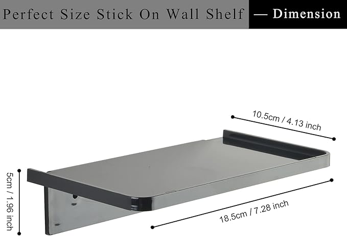 JDYOOMI Acrylic Floating Wall Shelves - Small Stick-on Wall Mounted Phone Shelf Holder Wipes Rack Smart Speaker Shelf for Bathroom,Kitchen,Toilet,Bedroom,Office - Black