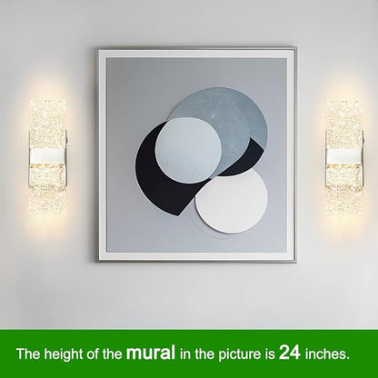 Modern Brushed Nickel Battery Operated Wall Sconces Set of 2, Rechargeable LED Wall Lights with Acrylic Shade, Wireless Bedroom/Living Room Art Light Fixtures