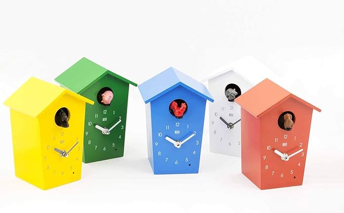 KOOKOO AnimalHouse red, Small Cuckoo Clock with 5 Farm Animals Sounds (Natural Field Recordings)